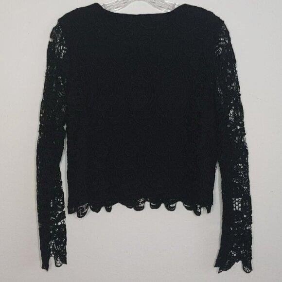 Anthropologie Black Crochet Zipper Blazer Jacket - Picture 4 of 4